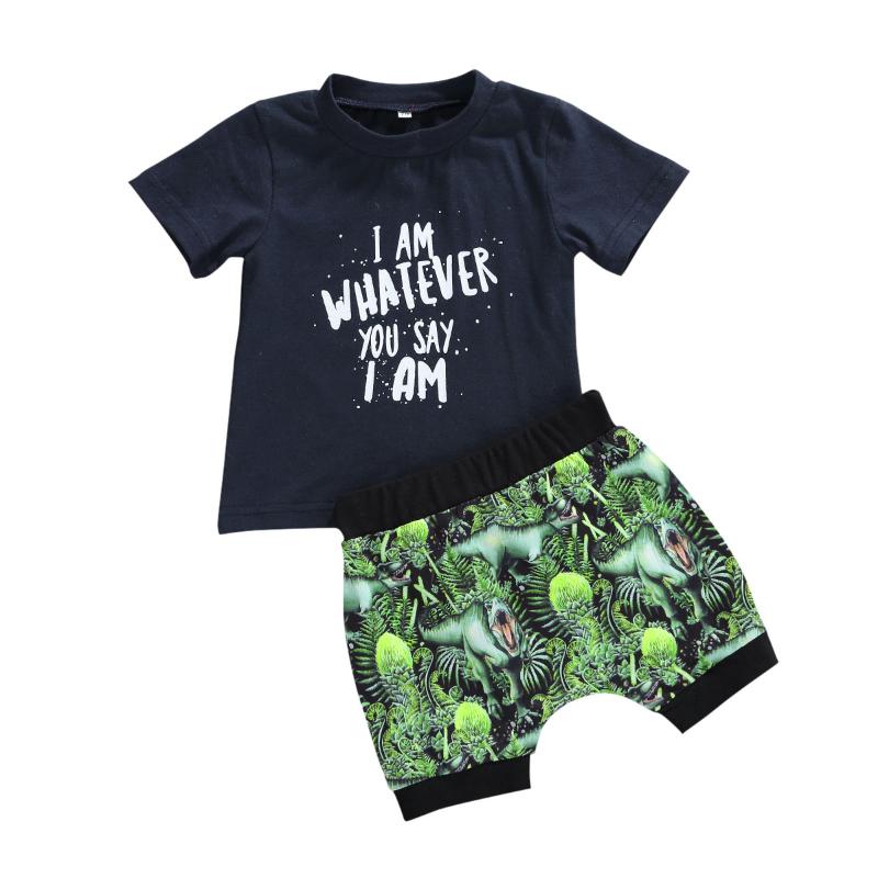 

2Pcs Summer Baby Boys Clothes Sets Letter Print T Shirts Short Sleeve Pullover Tops Shorts Trousers, As pic