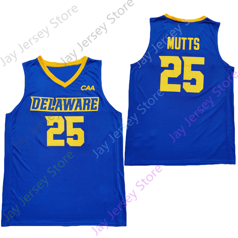 

2020 New NCAA Delaware Blue Hens Jerseys 25 Justyn Mutts College Basketball Jersey Blue Size Youth Adult, Black;red