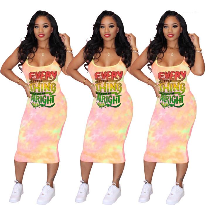 

Designer Slim Fit Clothes Womens Letter Sleeveless Dress Summer Spaghetti Strap Casual Dresses Famale