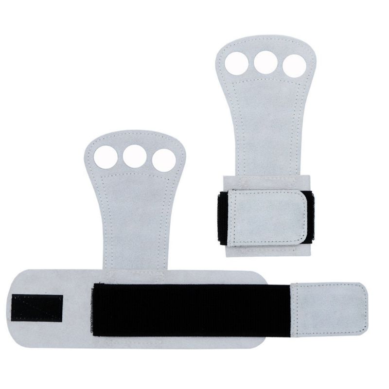 

1 Pair Fitness Gloves Anti-slip Adjustable Leather Hand Grips Pad Palm Protect Wrist Support Wrap Strap Gloves Gym Accessories, White