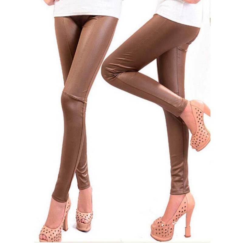 

Spring Winter Faux Leather Leggings For Women Lady Leggins Pants New Sexy Fashion Wholesale Women Pants High Waist Leggings, Khaki