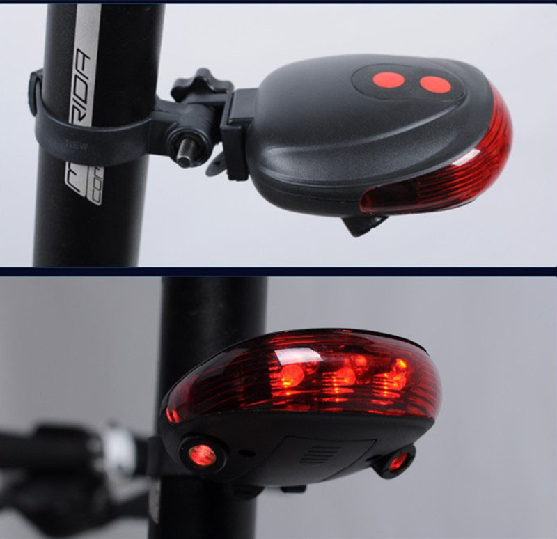 

Bike Bicycle LED Taillight Safety Warning Light 5 LED+2 Laser Night Mountain Bike Rear Light Tail Lamp Bicycle Accessories
