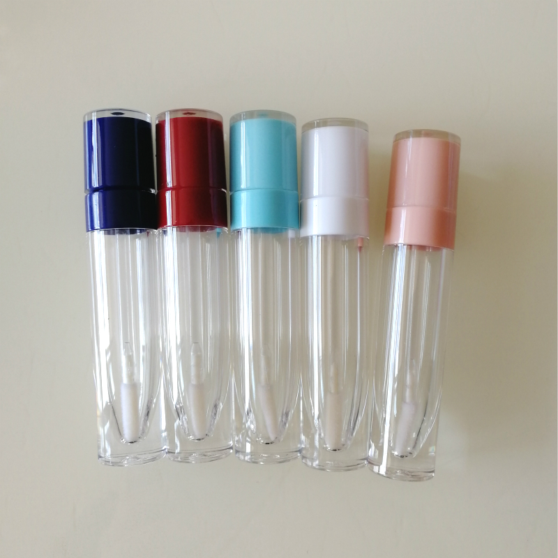 

Wholesale Cosmetic Lipgloss packaging Containers 8ml empty lipgloss tubes round Clear lip gloss bottles red pink lip gloss tube