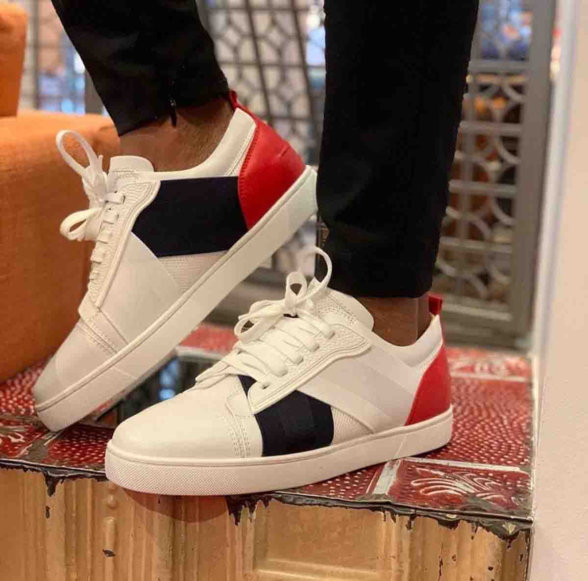 

Summer Luxurious Elastikid Spiked Casual shoes Men's Red Bottom beach Sneakers Flat For Women Reds Soles Skateboard Walking trainers