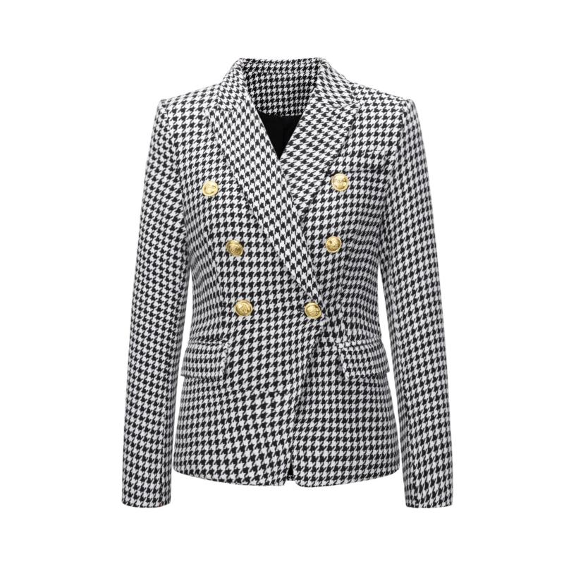 

Women' Suits & Blazers Woman Fashion European Casual Slim Fitness Metal Gold Button Jacket White Black Khaki Colors Female BlazerWomen