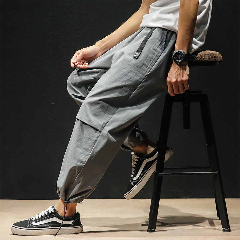 

Spring and summer new men's casual pants fashion trend youth beam pants loose large size Harem authentic men's clothing, Black