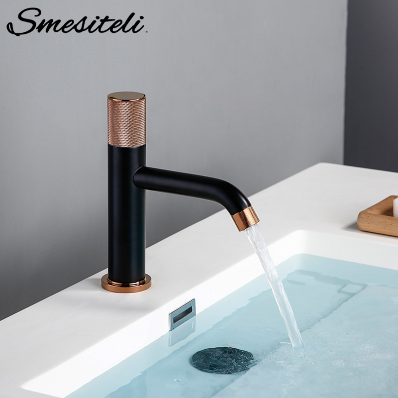 

Bathroom Faucet Brass Hot And Cold Mixed Matte Black Rose Single Hole Single Knurling Handle Wash Basin Faucet