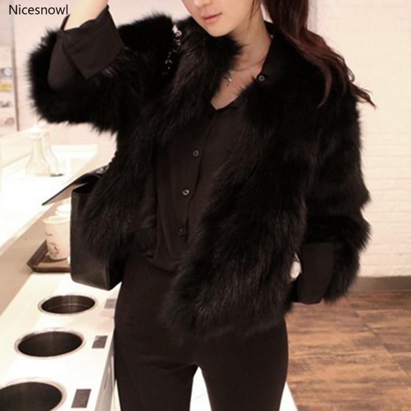 

Women Faux Fur Soft Fur Coat Jacket Fluffy Winter Waistcoat Outerwear Winter Lady Keep warm Coat, Black