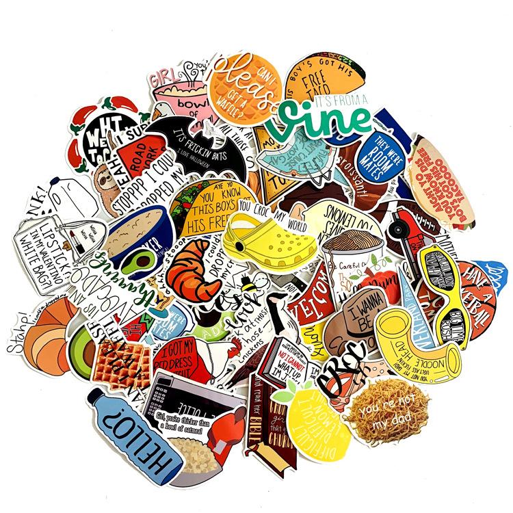 5 Sets=335PCS Small Fresh Vine Waterproof Stickers Electric Car Refrigerator Guitar PVC Car Stickers-image-563043876