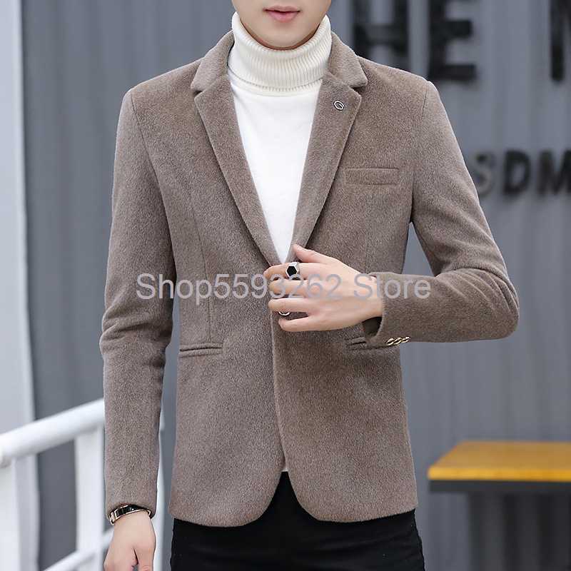 

High quality imitation mink velvet men's suit jacket plush men's suit jacket lint-free plush, Black