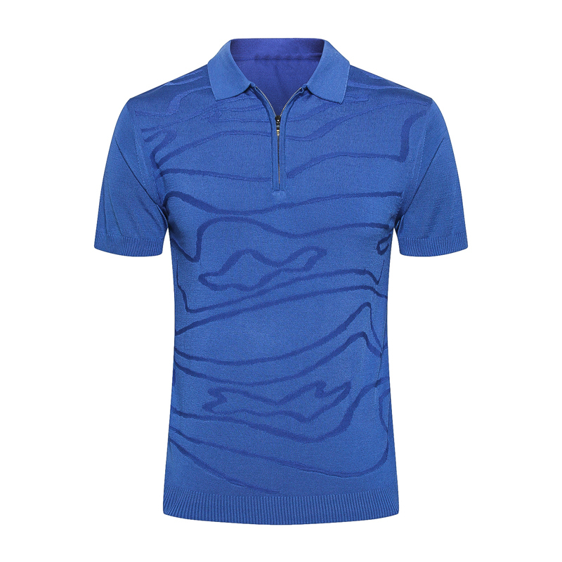 

Billionaire Polo shirt silk men 2020 summer new Business England Breathable elasticity zippers thin Solid color free shipping, White