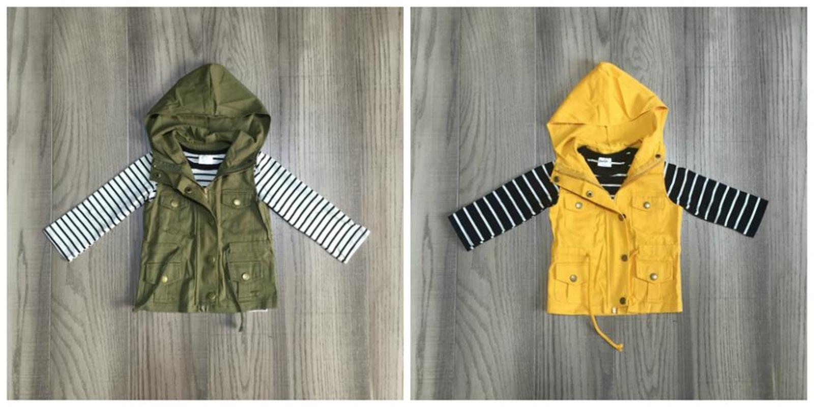 

fall/winter baby girls cotton long sleeve top t-shirt mustard olive vests and stripe tops hoodie raglans children clothes coat