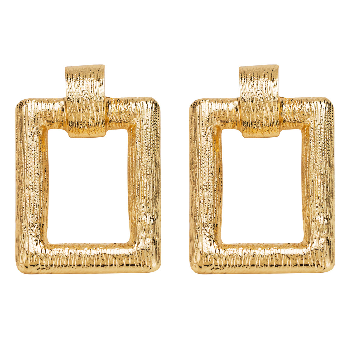 

Square buckle earrings exaggerated simple autumn bohemian earrings