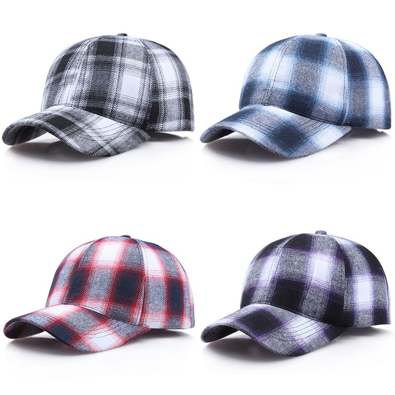 

Hot Baseball Cap Women Men Plaid Cotton Peaked Hat Headwear Outdoor Sports Wear With Adjustable Back Closure