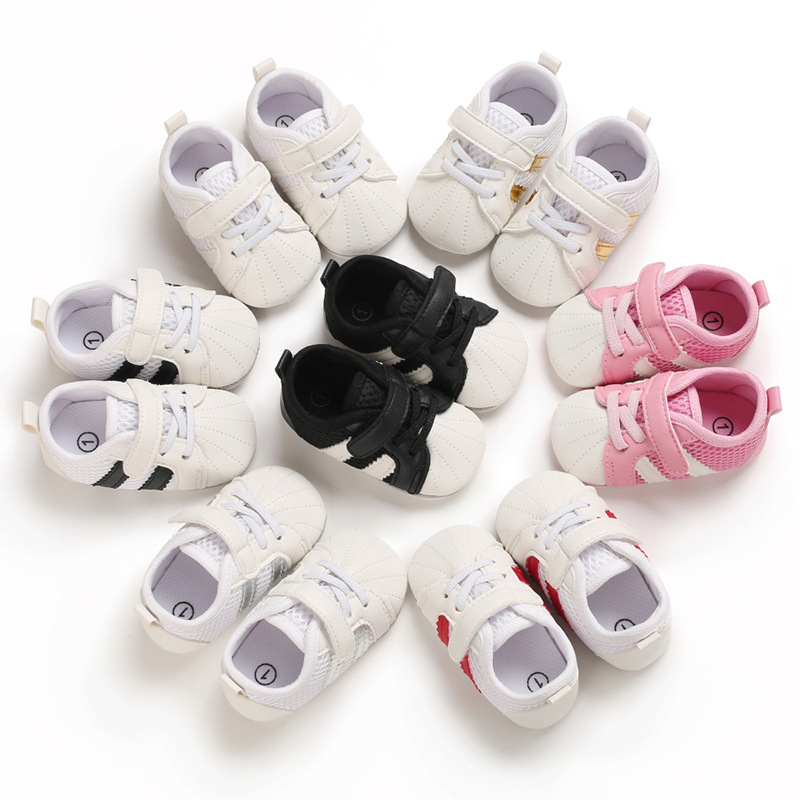 

New Casual Baby Kid Girl Boy Crib Sport Shoes Infant Lace Up Leather Sole Casual Shoes -18 M, B247-pink