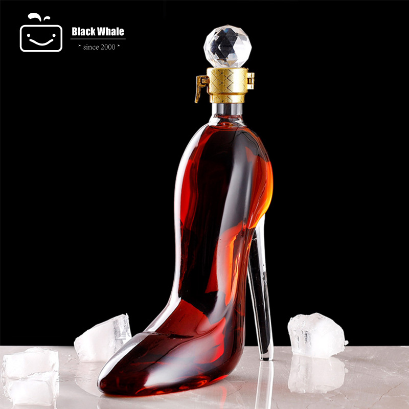 

New glass bottle High heels shaped glass Whiskey bottle creative shoe type glass wine bottle wine decan