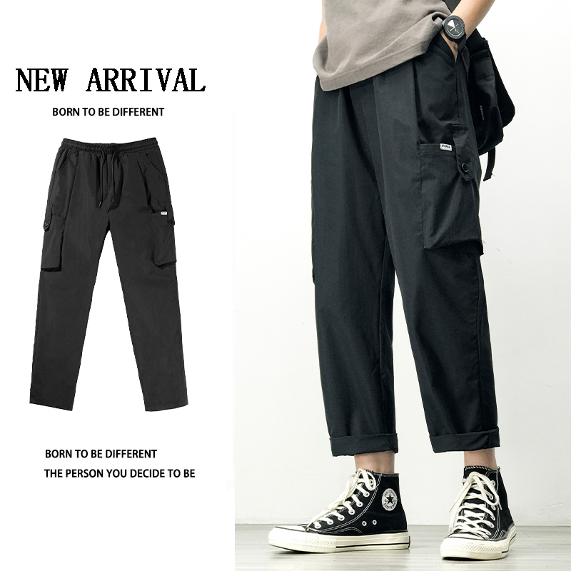 

Summer Thin Pants Mens Clothing Loose Pius Size Casual Pants 5xl Multi-pocket Straight Streetwear Fashion Cargo, Black