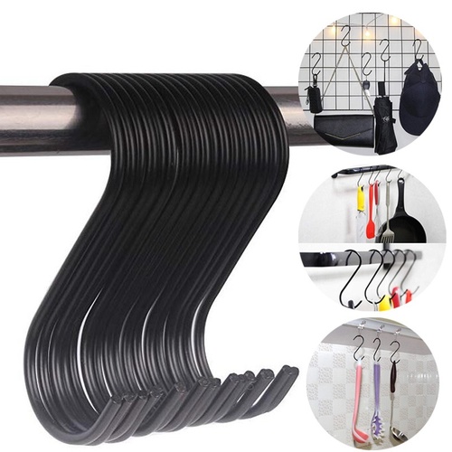 

3-Pack Black Round Heavy-Duty S Shaped Hooks Kitchen S Type Hooks