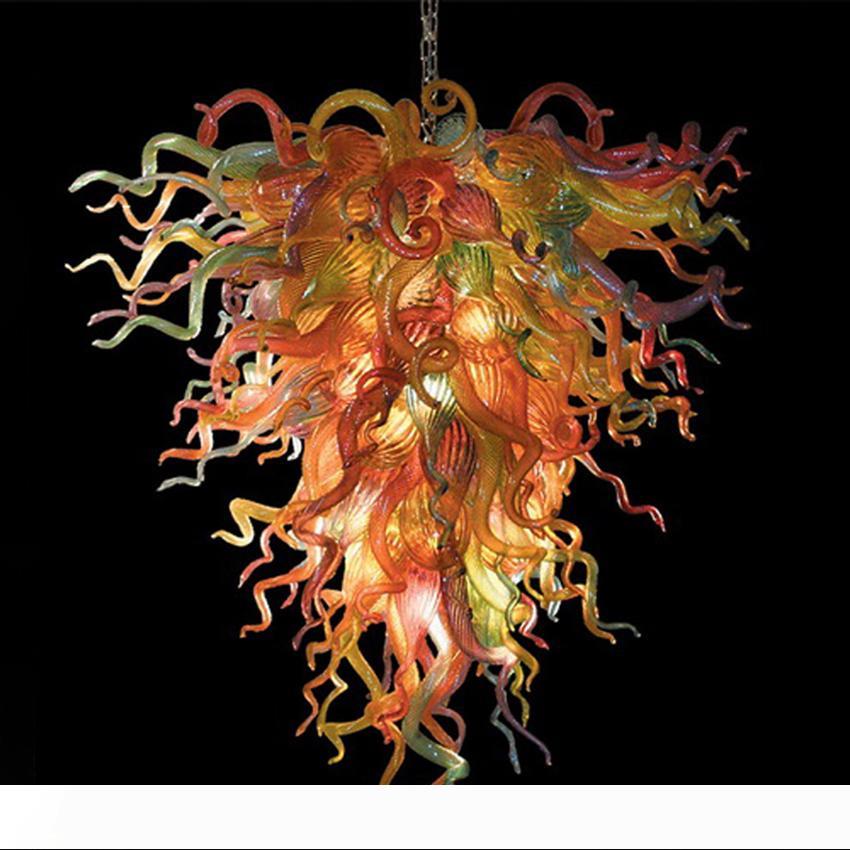 Modern Chandelier Light Fixture European Multi colored Hanging Lamp Blown Crystal Glass Lustre Lighting Home Decor-image-560051284