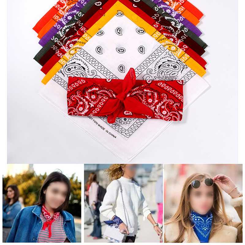 

Hip Hop 100% Cotton Bandana 55cm*55cm Square Scarf Bandana Men Black Bandanas Red Paisley Women Outdoor Neck Face Scarf, White