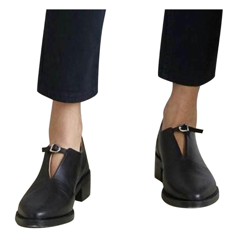 

Sagace Women Sandals 2020 Summer Women's Retro British Style Buckle Thick Heel Pointed Middle Heel Wild Stitching Females Shoes, Black