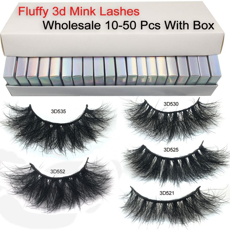 

10/30/40/50 Pairs Fluffy 3D Mink Lashes Wholesale 12mm-18mm Messy Thick Natural Eyelashes Mink Full Fake Lashes Makeup Eyelash