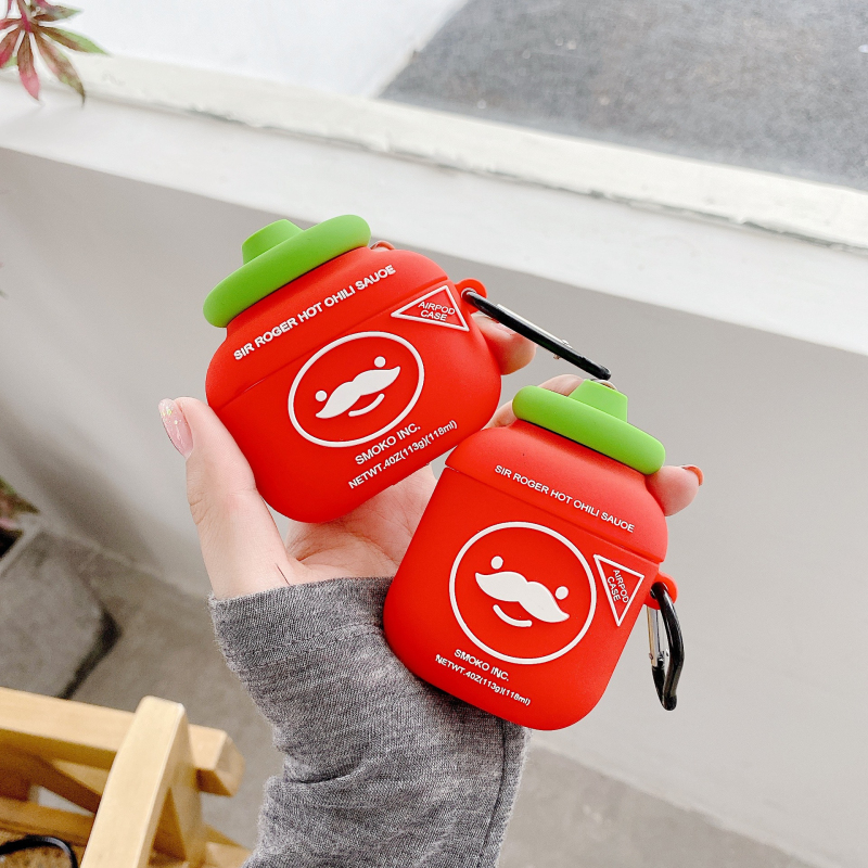

For Airpods 1 2 Cute Chili Sauce Bottle Protection Wireless Bluetooth Headset Case For AirPods pro 3 Silicone Soft Cover Fundas