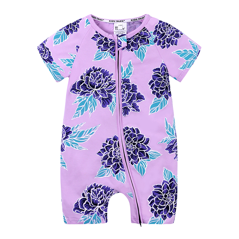 

Summer New Baby girls Cute floral zipper short sleeve Romper Infants Toddler One Piece Jumpsuit Outfits Clothes MR256, Only one size