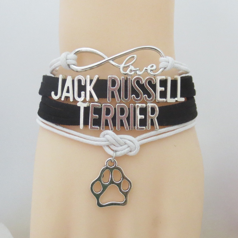 

Fashion Infinity Love Jack Russell Terrier Bracelet Dog Pet Paw Charm Leather Bracelets Jack Russell Jewelry