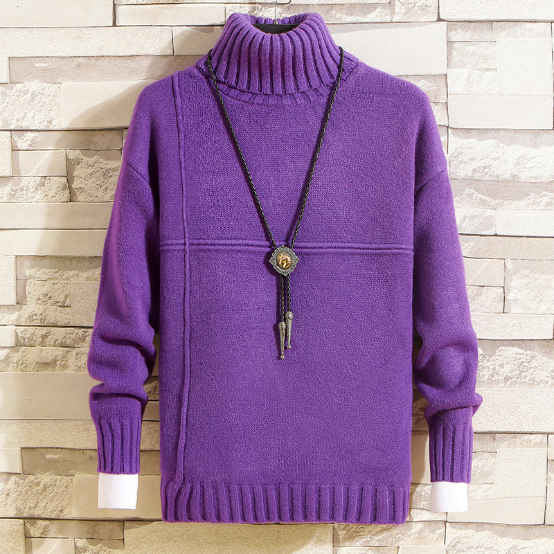 

Wool Mens Knitted Cashmere Sweaters Double collar Autumn Winter New Pullover Casual O-Neck Jumper Sweater Men Pull Homme, Beige