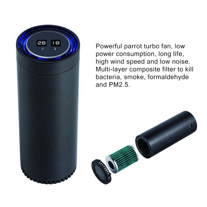 

Air Purifier Fresh Air Purifier Cleaner Temperature Humidity Display for Car Anion Car