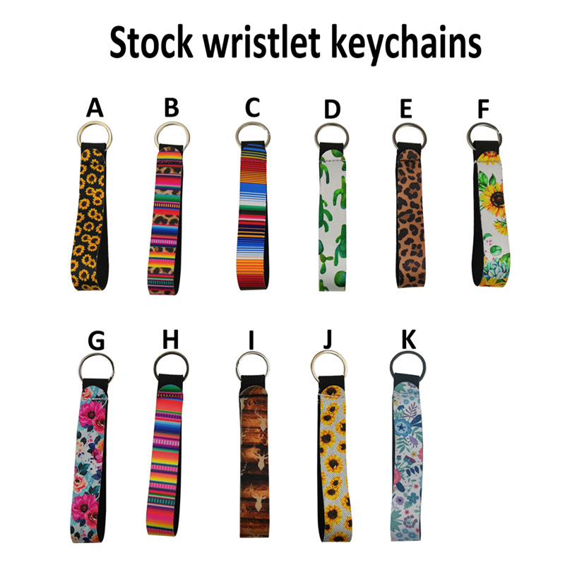 

100pcs Free DHL Sublimation Neoprene Wristlet Keychian Key Chain Neoprene Key Ring Can Custom With Your Designs, Place order in multiples of 10