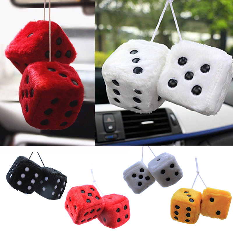 

Colorful Plush Dice Rearview Mirror Hanging Decoration Car Pendant Ornaments Pendant Car Style Hot Sale Auto Interior