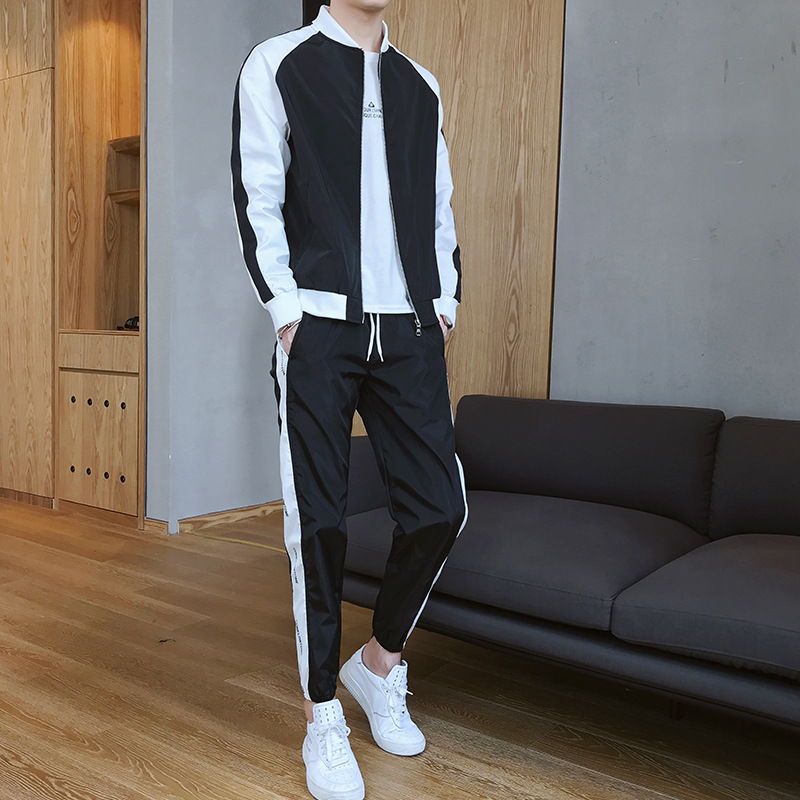 

New two-piece men's spring and autumn jacket suit summer breathable and handsome ultra-thin coat training set, 6020jk-9