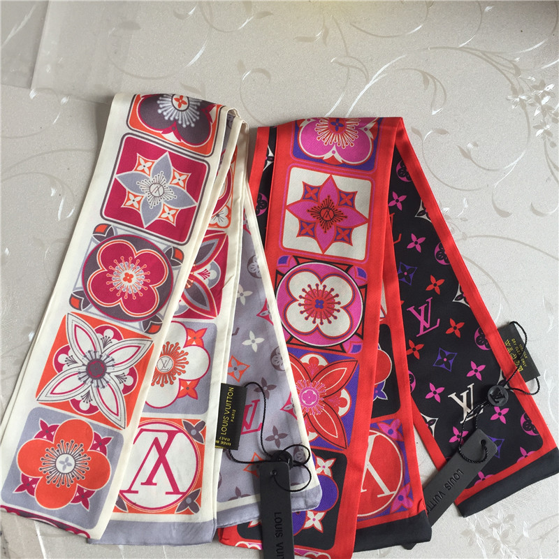 

new silk scarf brand small ribbon fashion women's fashion Men and women scarf designer handbag decoration ribbon 120*8cm drhdshsdfj, Blue;gray
