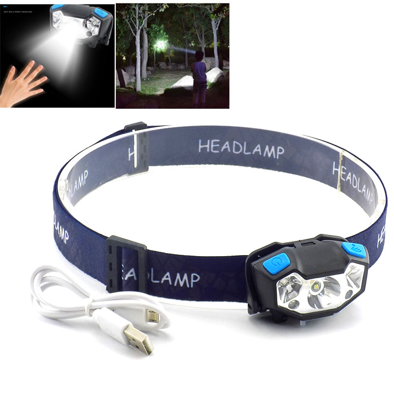 

Rechargeable USB Charging Q5 LED Headlamp Headlight Sensor Motion Waterproof Lamp Built-in Battery Head Torch camping