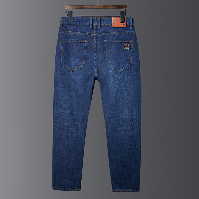 

2020 New Men's Stretch Jeans Plus Fertilizer Plus Extra Size Loose Wide-leg Pants Fat Casual Fashion Straight Wear Pants 085, Blue