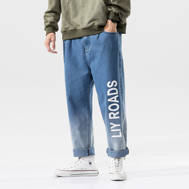 

2020 fall models explosion Korean version of the tide Japanese trend wild hip-hop denim nine points high street jeans men cool, Black