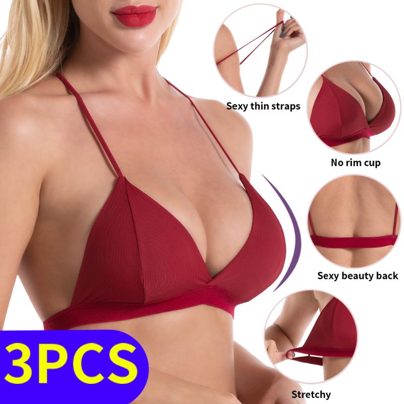 

3pcs bra sexy bralette crop top Underwear push up strapless bra bh lace Female Lingerie Brassiere sujetador biustonosz, 2 pcs pink