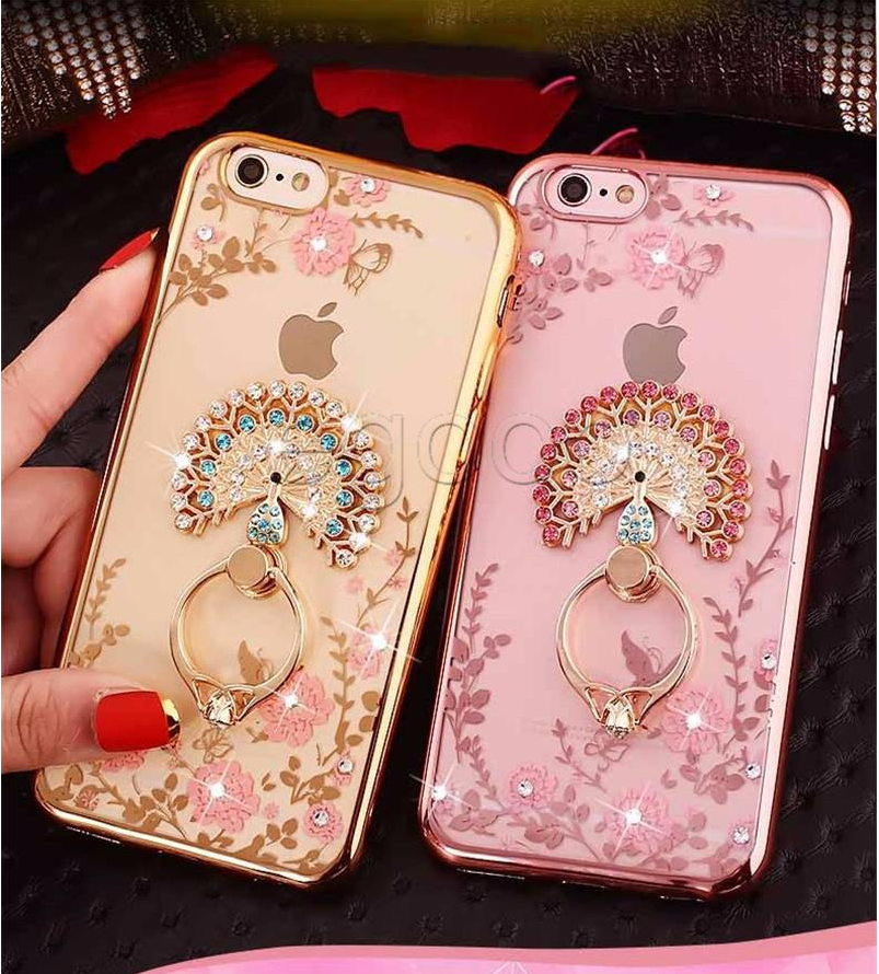 

Bling Diamond Ring Holder Phone Cases Flexible Soft TPU Cover With Kickstand For iPhone 11 Pro Max Xr 8 7 6S Plus Samsung S10 Note9