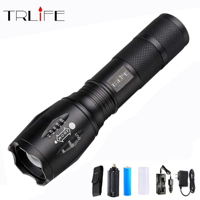 

LED T6/L2/V6 1000 Lums Tactical Flash light High Power LED Torch Zoom Lantern+1*18650 Battery+DC/AC Charger+Holster