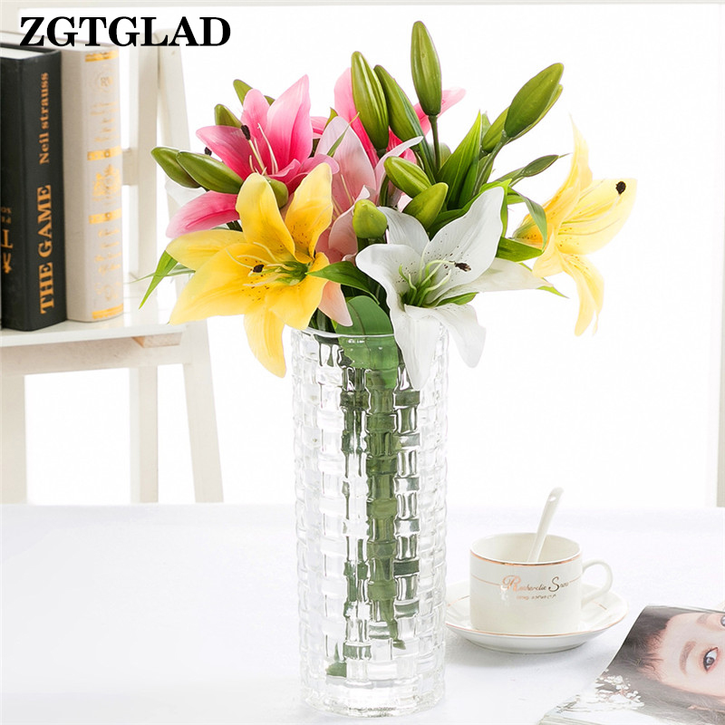 

1Pcs Artificial Lily Flowers Fake Flower Plants Bridal Party Home Wedding Decor Supplies, Yellow