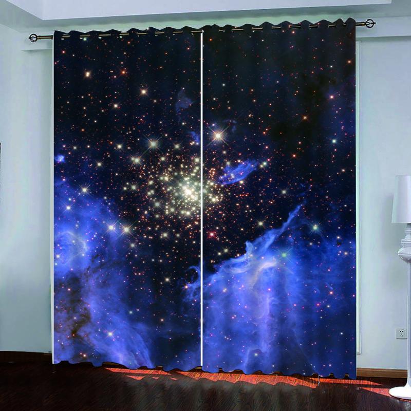 

Custom Size 3D Curtain Photo Distant starry sky Curtains For Bedroom Living Room Decorative blackout Curtain, As pic