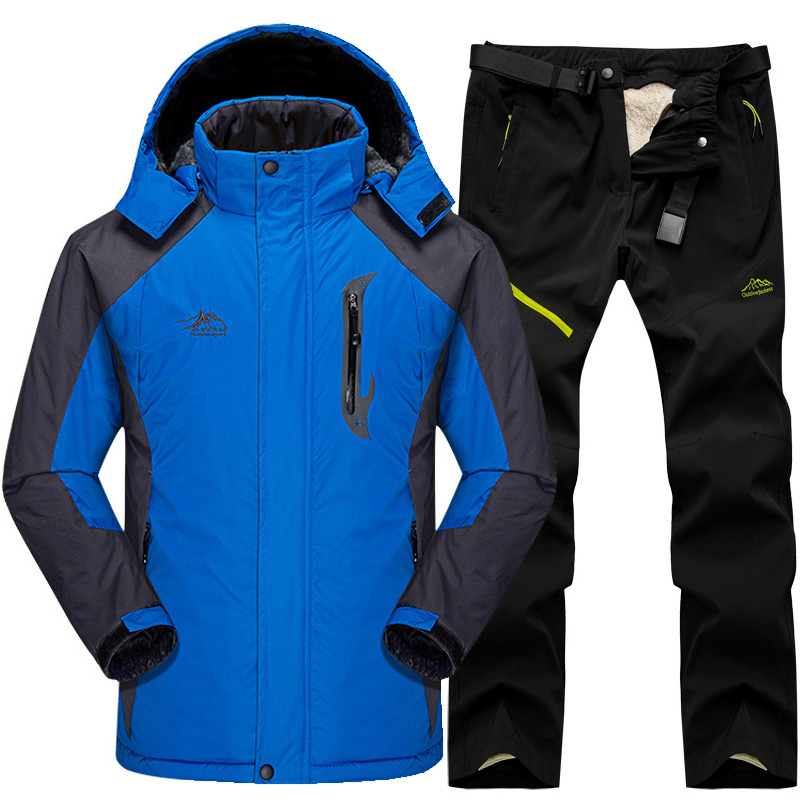 

Ski Suit Men Snow Skiing Jackets Set Outdoor Thermal Waterproof Windproof Snowboard Jackets And Pants Camping Hiking Set, Black