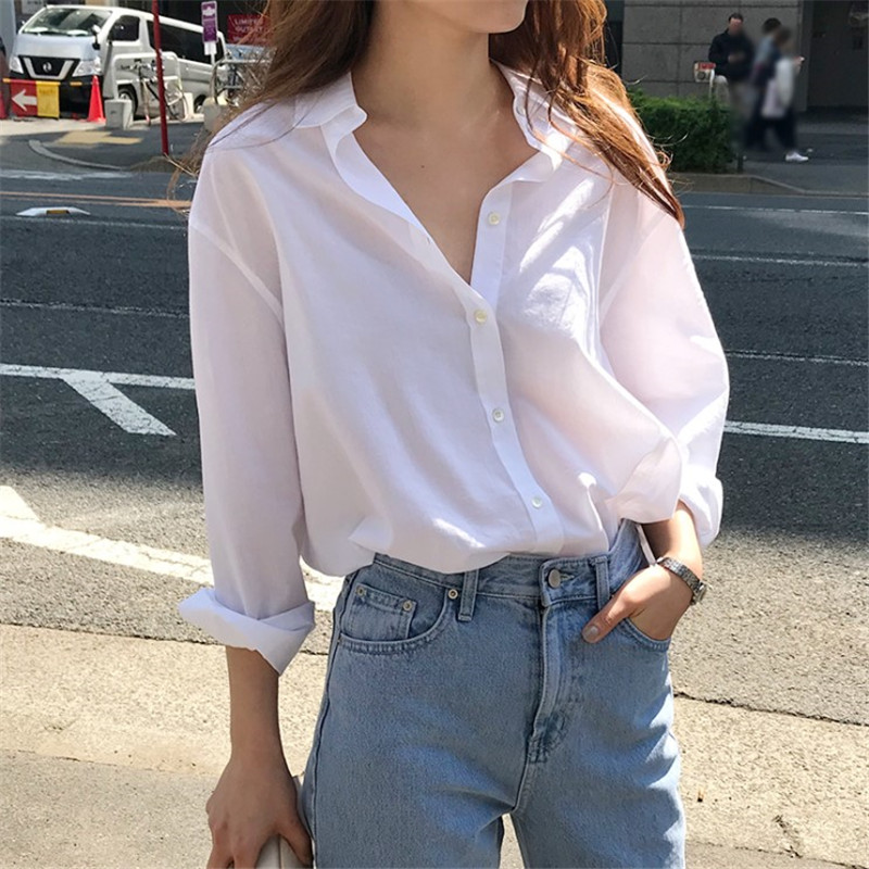 

Plus Size Women Shirt Long Sleeve Loose Woman Clothes Elegant Ladies White Shirts New Basic Work Wear Tops Blusas