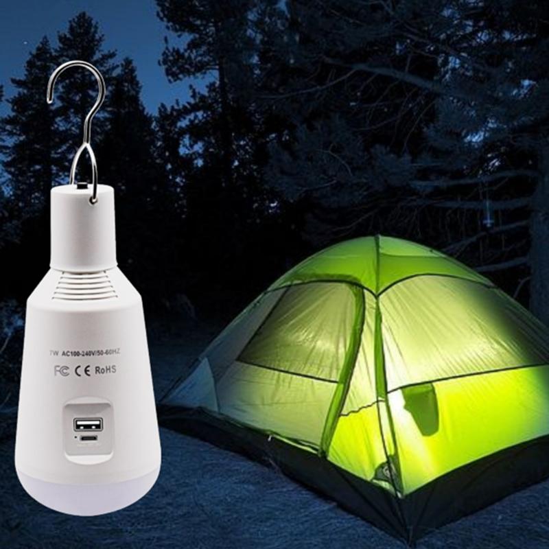 

E27 Emergency LED Bulb Rechargeable Camping Tent Light Solar Panel Hanging Lamp Multifunctional Dormitory School Study Lamp