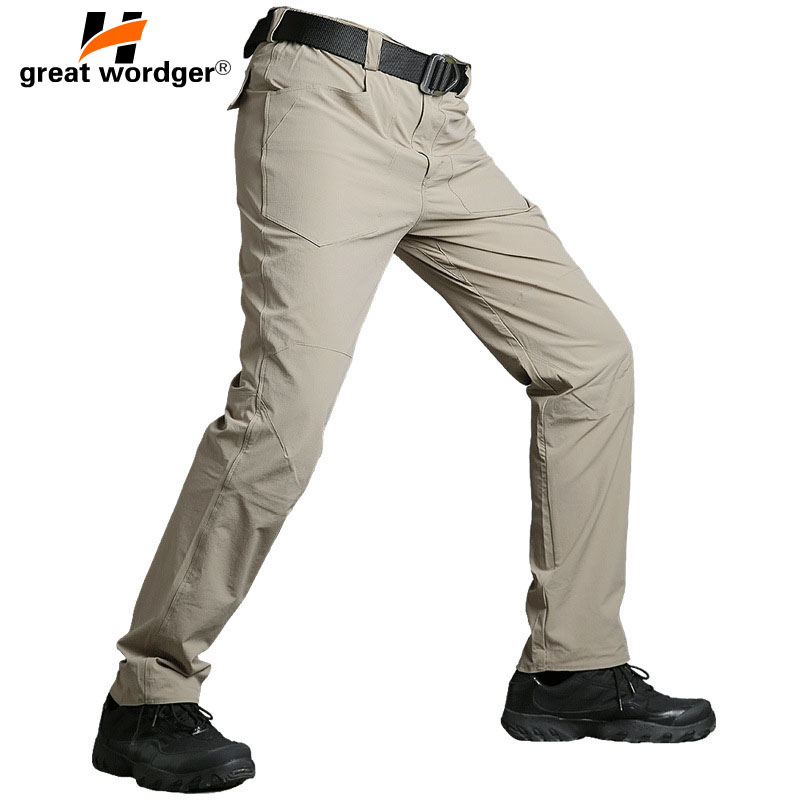 

Tactical Pants Hiking Combat Cargo Pants Quick Dry Sports Men's lightweight Elasticity Trousers Summer Autumn, Army green