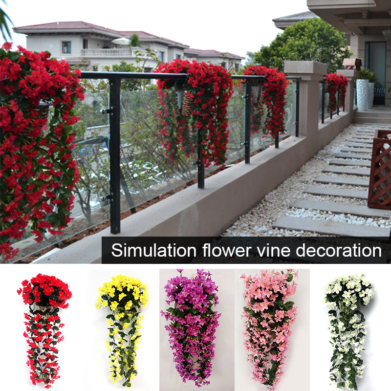 

Silk Cloth Simulation Violet Orchid Flower Vine Balcony Office Fashion European Wedding Decor Party Ornaments Wall Hanging Decor, Pink