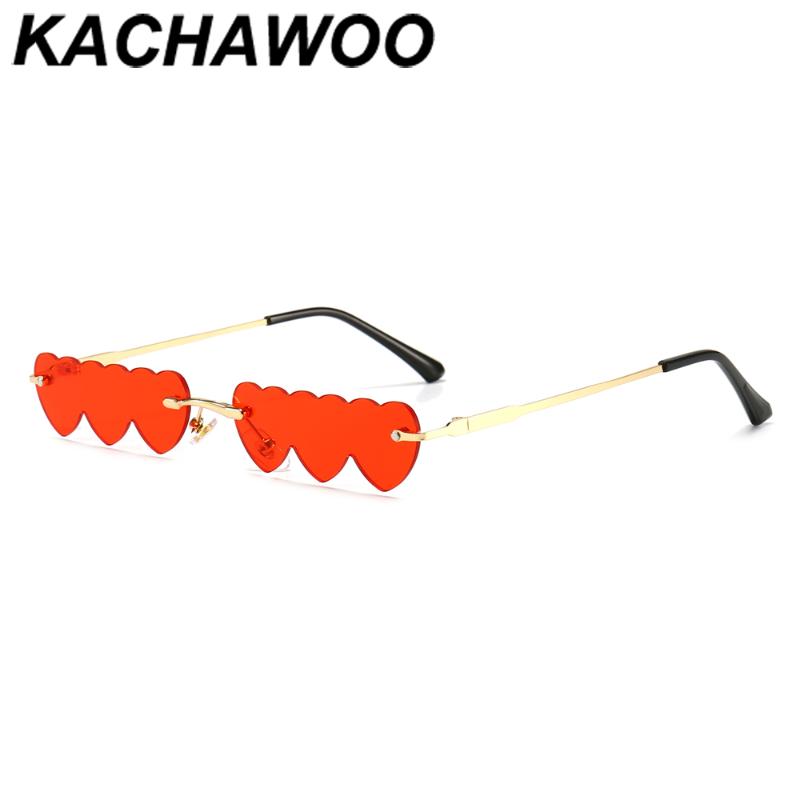 

Kachawoo women's vintage sunglasses rimless narrow man fashion sun glasses party decoration pink yellow candy color hot