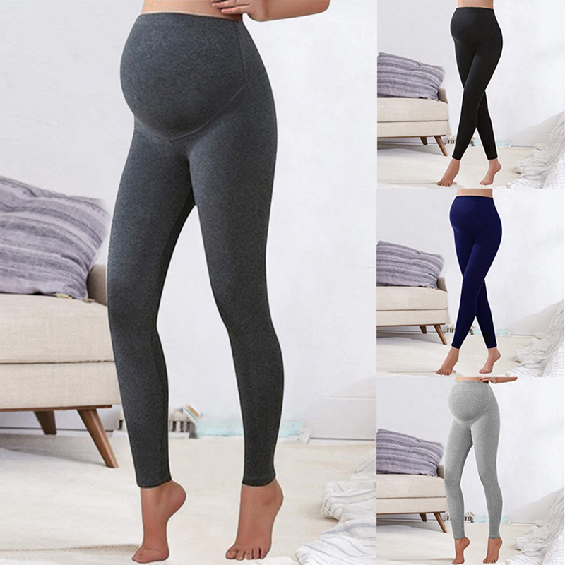 

Winter Leggings Trousers Warm Solid Pregnancy Clothes For Pregnant Women High Waist Stretch Pencil Pants Black Trousers Pants, B03